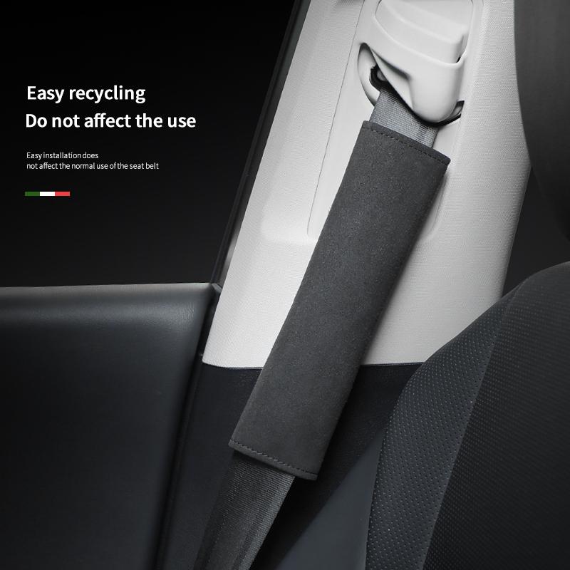 2Pcs Car Interior Accessories Seat Belt Suede Soft Safety Belt Shoulder Straps Cover Breathable Protection Padding Cushion
