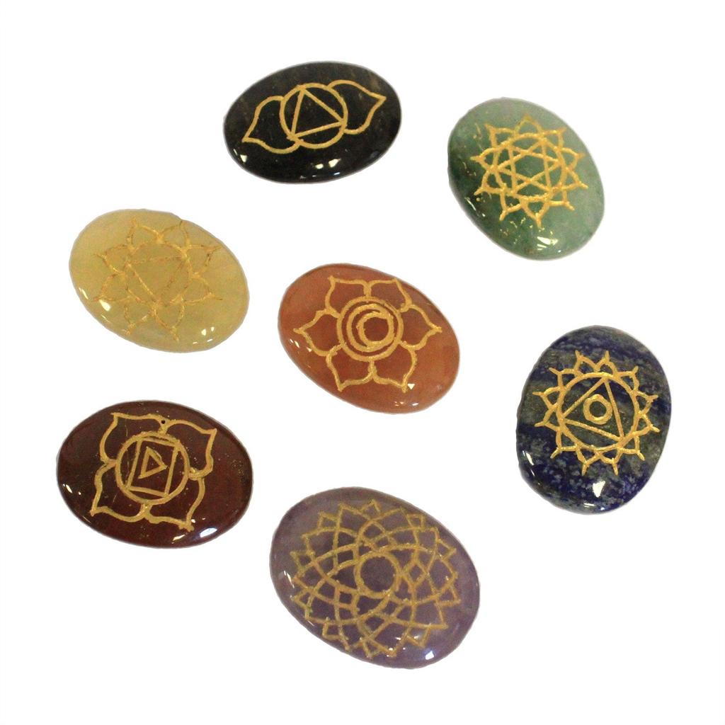 Chakra Stone Set, 7 Large Oval Stones