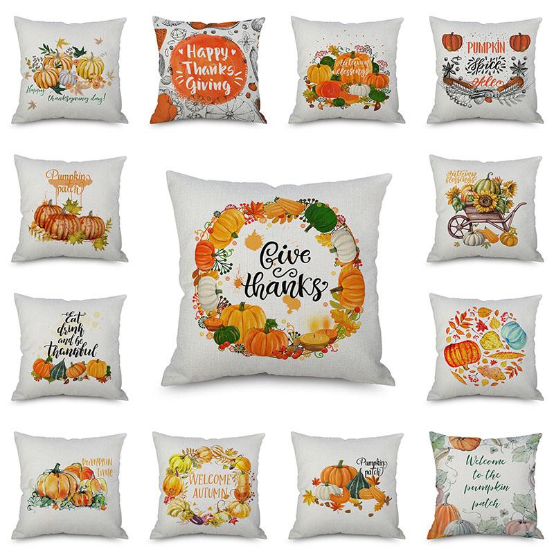 Thanksgiving Throw Pumpkin Pillow Cover Pillowcase Decorative Sofa Cover Cushion