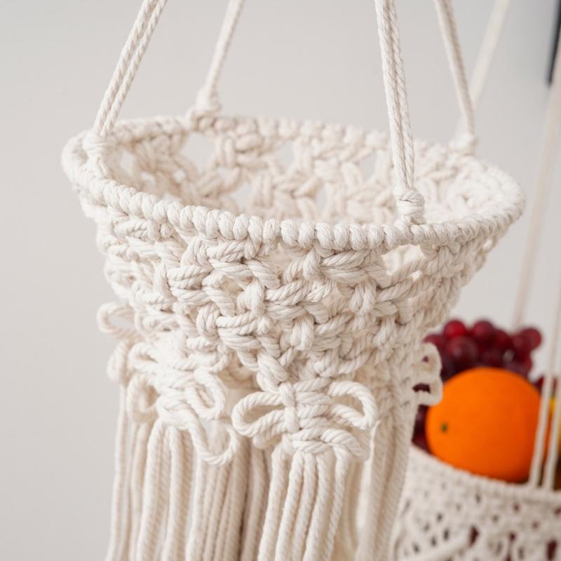 Handwoven Plant Holder With Natural Cotton Rope Wall Mounted Planter Basket For Indoor Outdoor Garden Decoration