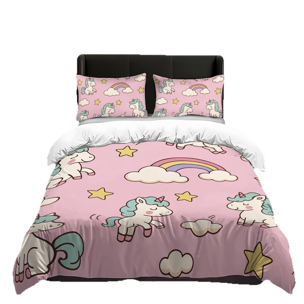 Unicorn Kids Bedding Set 3Pcs Duvet Cover & Pillowcases Bed Linen For Girls Fantasy Children'S Bed Cover Set Soft & Cute