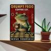 Vintage Grumpy Frog Metal Tin Sign Wall Art Retro Kitchen Bar Cafe Home Decor
