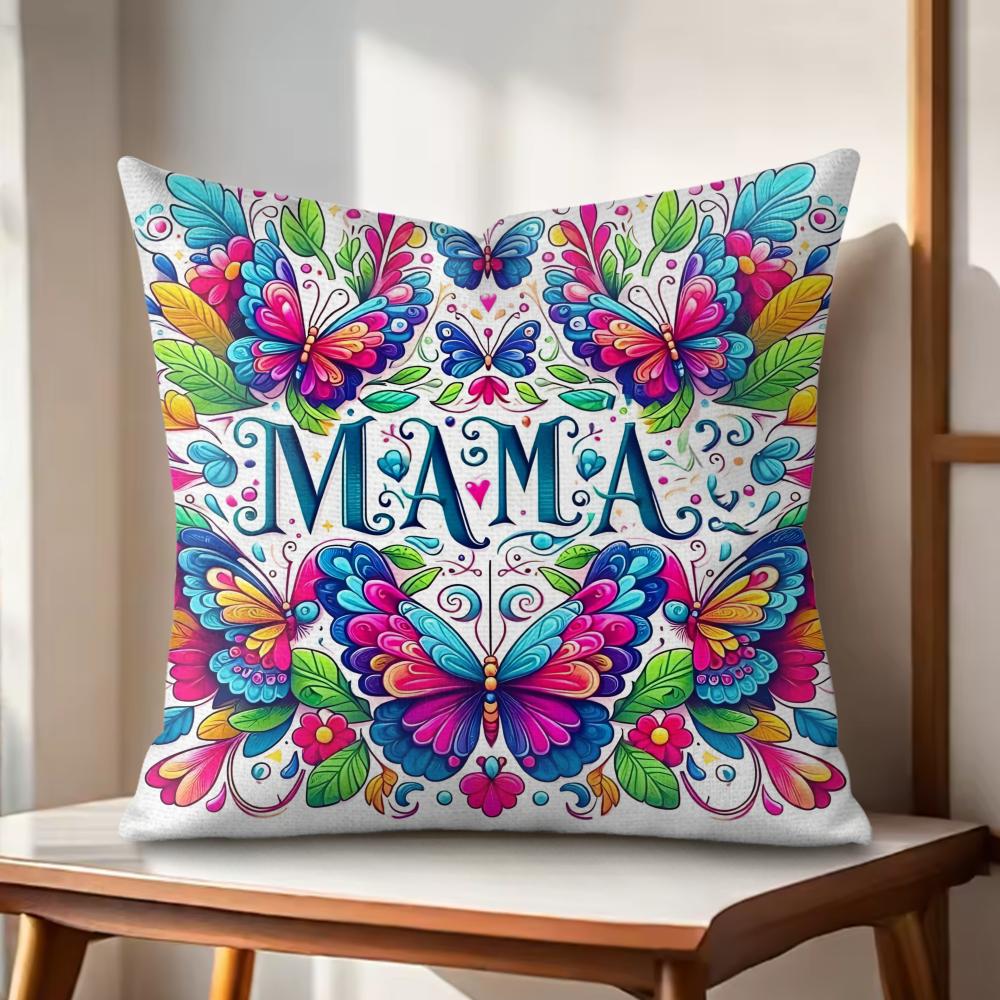 MaMa Cushion Cover Natural Linen Organic Fabric DoubleSided Printing Couch Pillow Covers Home Decor