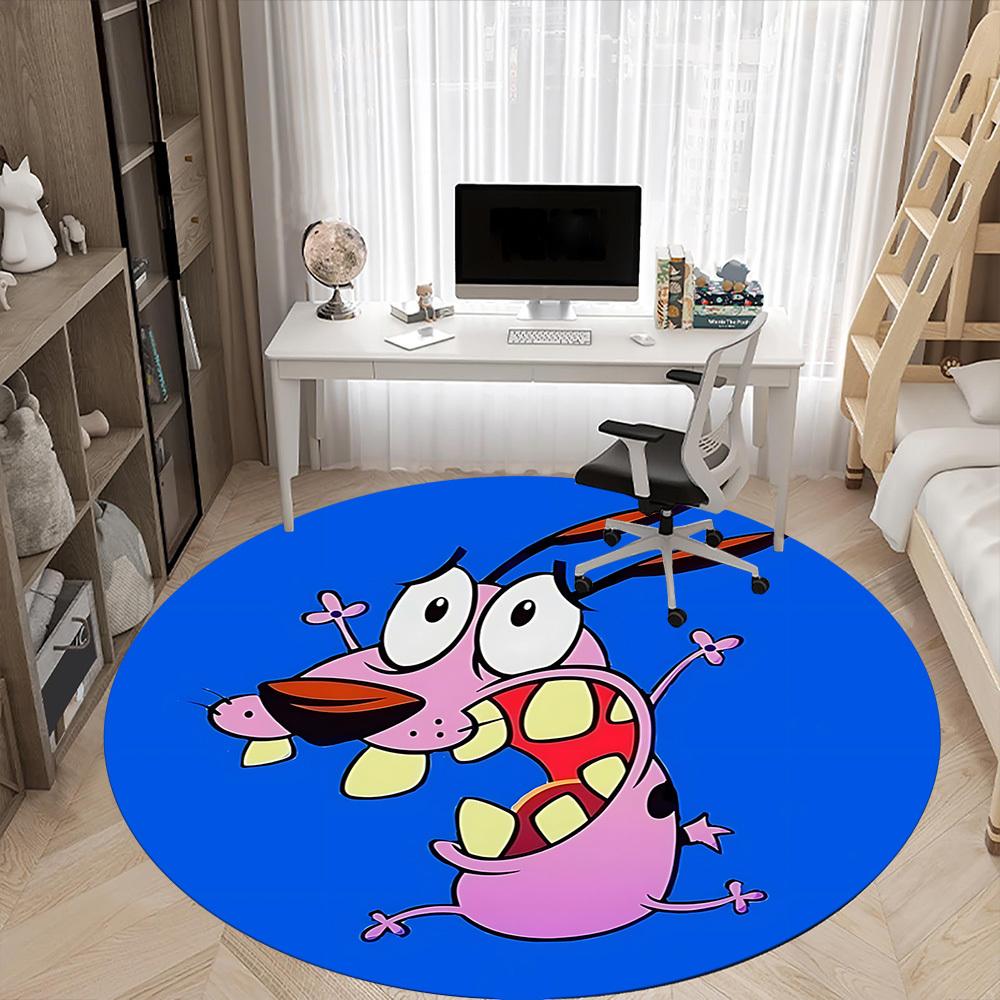 1pc Courage the Cowardly Dog Office Round Area Rug, Under Office Chairs Bedroom Living Room Home Decor A1016090