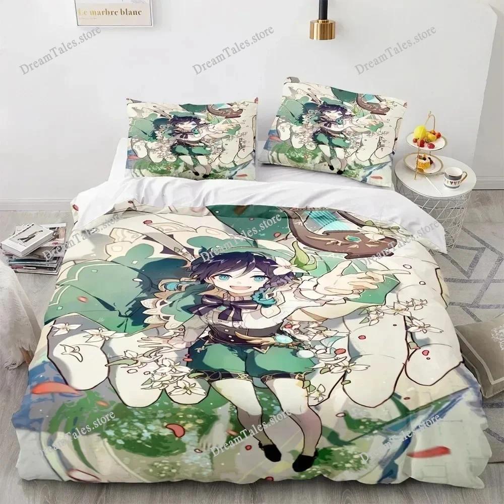 Game Genshin Impact Comforter Bedding Sets Quilt Bed Cover Duvet Cover Pillow Case Sets Kids Adult Size Home Textileextile