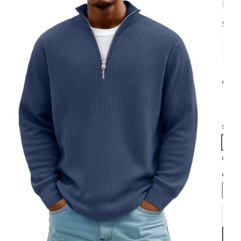 2023 European Ethnic 3D Print Men's Waffle Knit Half-Zip Hoodie