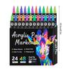Dual Tip Dual Color Acrylic Paint Markers 12/24 Set for Kids Art Drawing School Supplies Non Toxic Fast Drying Craft Pens
