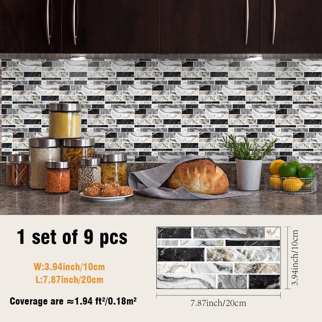 Kitchen Oil-Proof Sticker Simulation Marble Crystal Floor Wallpaper Bathroom Renovation Old House Renovation Self-Adhesive Tile Sticker