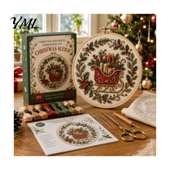 Christmas Ornament Craft Set Embroidery Kit for Beginners, Pre-Printed Pattern Full Creative Gift Parents And Friends of Tools, DIY Needlework Festive