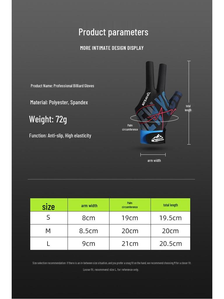 Unisex High-Elastic Anti-Slip Snooker Gloves - Fingerless, Smooth, Compression Billiards Gloves
