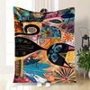 Abstract Cat Art Print - Colorful Wall DecorBlanket Flannel Throw Blanket for Sofa, Bed, Travel, Camping, Office, Couch, Chair, And Bed Gift