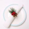 6pcs with Red Berries Christmas Pine Needle Napkin Ring Wooden Napkin Buckle  Restaurant