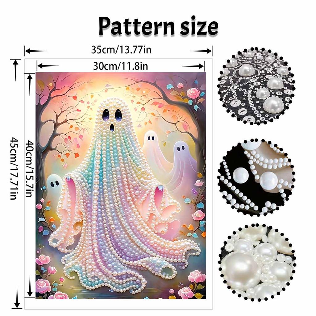 Halloween Pearl Painting Art Full Pearl Handmade Diy Home Decorations Ghost Flower Forest Aesthetic Wall Decor Craft Hobby Gift