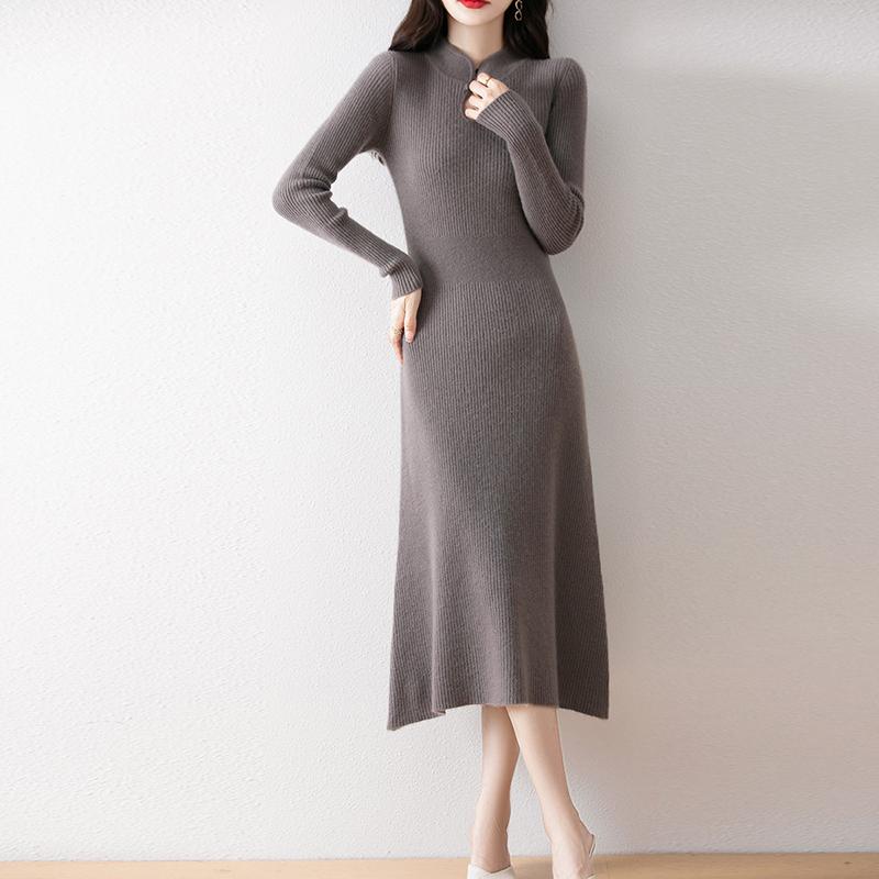 Women Sweater Dress 100% Wool MODERN NEW SAGA Turtleneck Knit Long Pullover Winter Jumpers Wool Long Dress Female