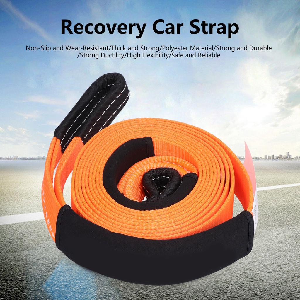 Tow Rope OffRoad Recovery Polyester Pulling Pull Strap 5 Metres 5 Ton for Car Vehicle(Orange )