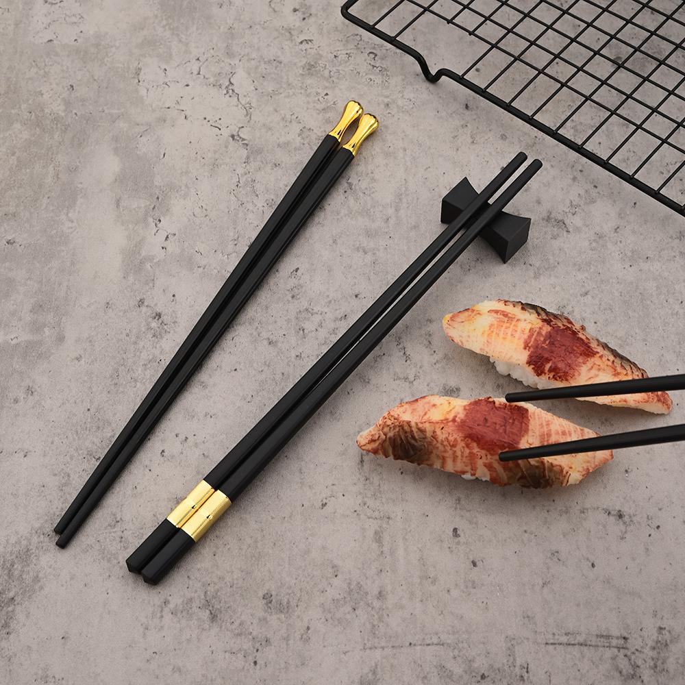 Black 5 PairsJapanese Chinese Chopsticks Black Sushi Sticks Fast Food Noodles Chopsticks Korean Tableware Kitchen Bar Supplies
