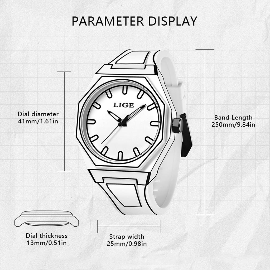 LIGE New Creative Men Watch Fashion Casual Unique Design Waterproof Men's Quartz Watch