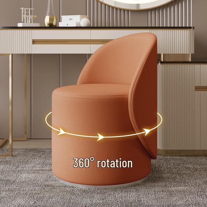 Rotating Dressing Stool with Backrest for Bedroom, Nail Salon, or Makeup Room