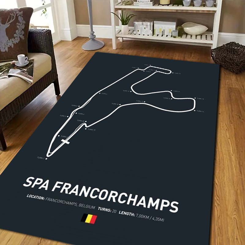 Dywanik Mat Dywanik z Wzorem Toru Wyścigowego 3D Silverstone/Laguna Seca Wystrój Domu Mata Podłogowa Antypoślizgowa Mata Powitalna