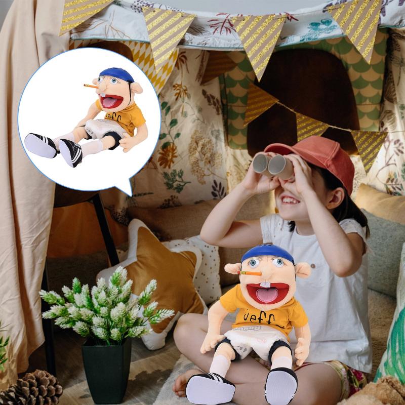 Große Jeffy Junge Handpuppe Kinder Weiche Puppe Lustige Party Requisiten Weihnachtspuppe Plüschtiere Puppe Kinder Geschenk