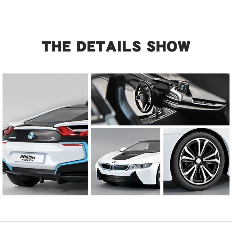 1/24 BMW I8 Supercar Alloy Car Model Diecasts Metal Toy Vehicles Sound Light Simulation Collectibles Hobbies Baby Kids Toy Gifts