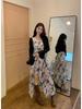 Retro French Floral Maxi Dress – Slim Waist & Irregular Hem for Women