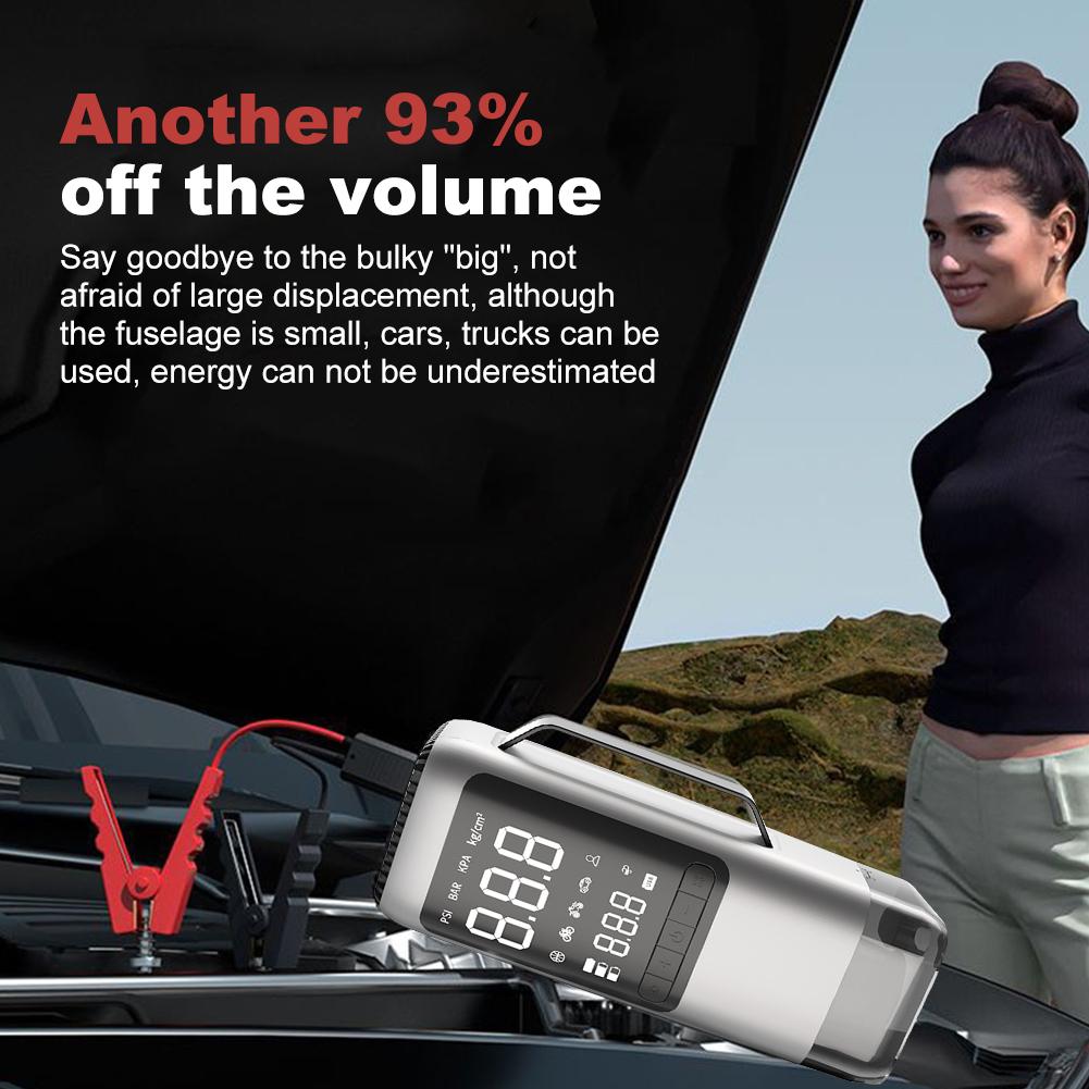 Jump Starter Vacuum Cleaner Electric Tire Pump with Light USB Rechargeable 8000mAh Bicycle Air Compressor for Car Tires