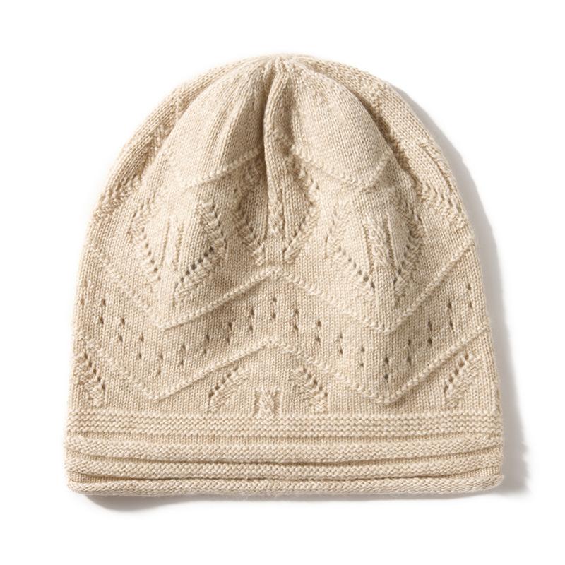 Cashmere Autumn and Winter New Style Women's High End Solid Color Warm Fashion Knitted Casual Curled Lotus Top Hat