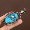 Natural Tibetan Turquoise,Moonstone Gemstone Copper Wire Wrap Pendant 3.74" R6S23