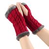 Solid Color Knitting Fingerless Plush Gloves Arm Warmers Thicked Gloves Autumn Winter Mittens For Adult