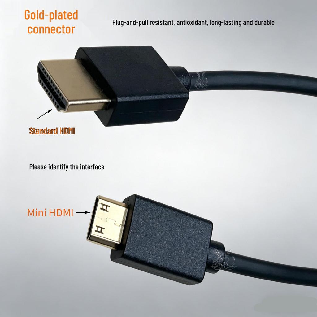 4K Mini HDMI To HDMI Thin Soft Cable, Pure Copper, HDMI 2.0 for DSLR Camera To Monitor Connection