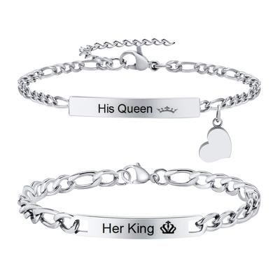 Pulseira de Corrente com Coração Personalizada Grátis para Homens Mulheres Casal, Pulseira Personalizada de Corrente Figaro Box, Presente para Irmã Marido Esposa Mãe