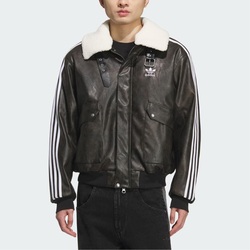 Adidas Originals FW25 PU Pad Jacket Logo Letter Three Stripes Loose Warm Sports Long Sleeve Cotton Coat Men Jacket KF3691
