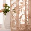 Embroidered Leaf Pattern Sheer Curtains, Polyester Lightweight Decorative Drapes for Living Room, Bedroom, Dining Room, Office
