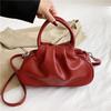 Hand-held Vintage Solid-color Cloud-shaped Pleated Bag with Single Shoulder Strap and Side Carrying Handle