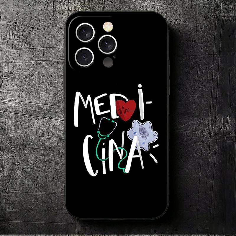 Doctor Nurse Cartoon Soft Phone Case for iPhone 16 16E 17 Air 15 Pro Max 14 Plus 13 Mini 11 12 7 Black Cover Back Shell