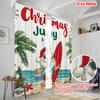 2pcs   plane printing Popular Curtain Panels Surfing Santa_ Palm Trees Versatile Polyester (without rod) Holiday Perfect for