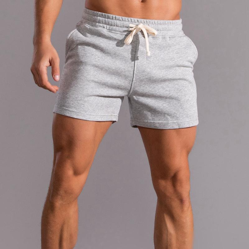 Men Pants Solid Cotton Three-point  Sports Elastic Mid-waist Lace-up Shorts Plus Size