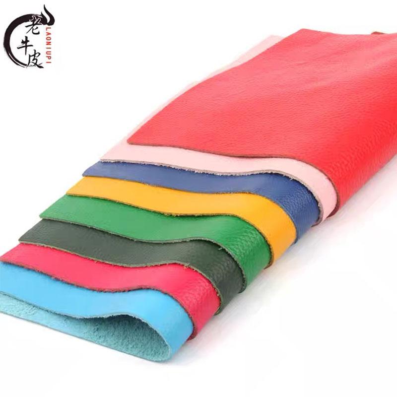 Cuero genuino, patrón de lichi coloreado, cuero de vaca de capa superior, bolsa de cuero hecha a mano para bricolaje de 1,5 mm, tarjetero, leat de cojín de mesa