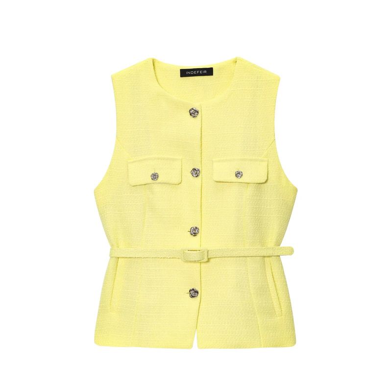 Kaslead New Arrival Women's Clothing Fashion Style Fashion All-Match with Belt Texture Vest 2132091 620