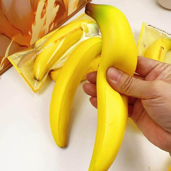 Slow-Rising Ripe Banana Squeeze Toy Soft TPR Fidget for Stress Relief Realistic Fruit-Themed Decompression Gadget for Kids Adults Portable Novelty