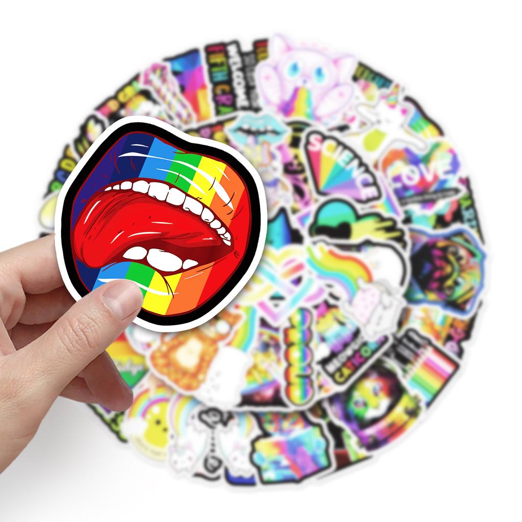 50 Pictures of Individual Colored Rainbow Series Fresh Graffiti Suitcase Laptop Scooter Car Decoration Stickers