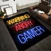 "Warning Angry Gamer Neon Carpet With Bright Wall Art Design" Suitable for Use As an Anti-slip for Living Room Bedroom Sofas