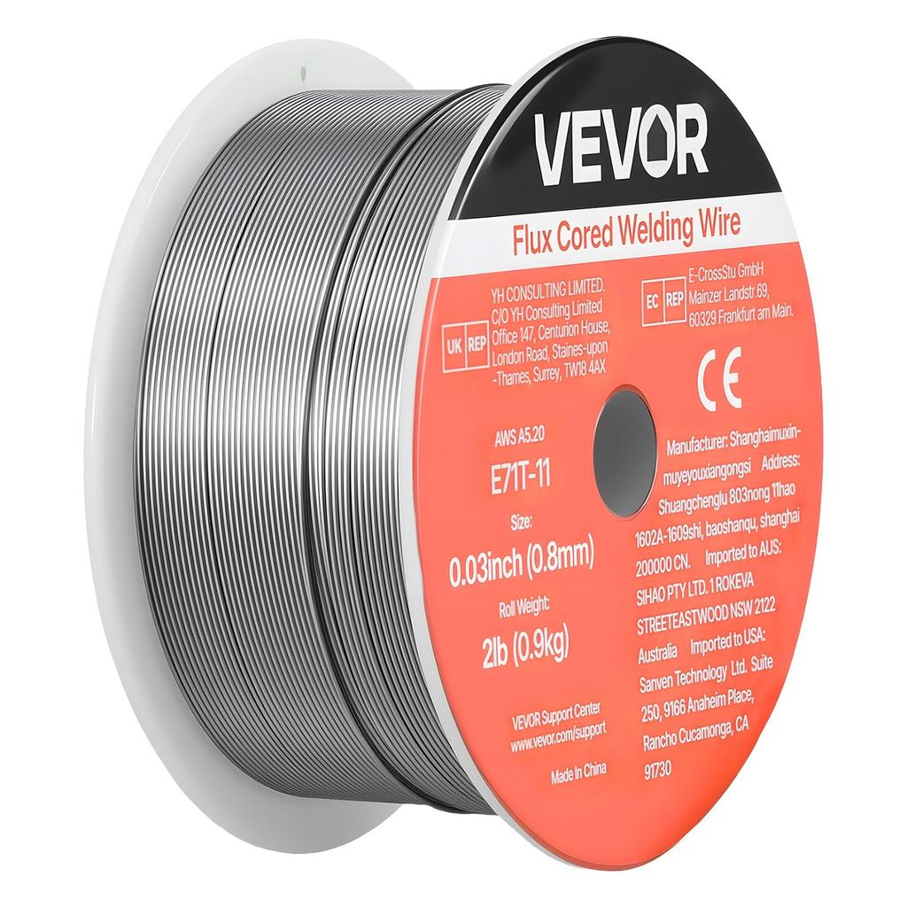 Flux Core MIG Welding Wire, E71T-11 0.8mm 0.9kg, Gasless Mild Steel Welding Wire with Low Spatter for All Position Arc Welding, Self-Shielded for