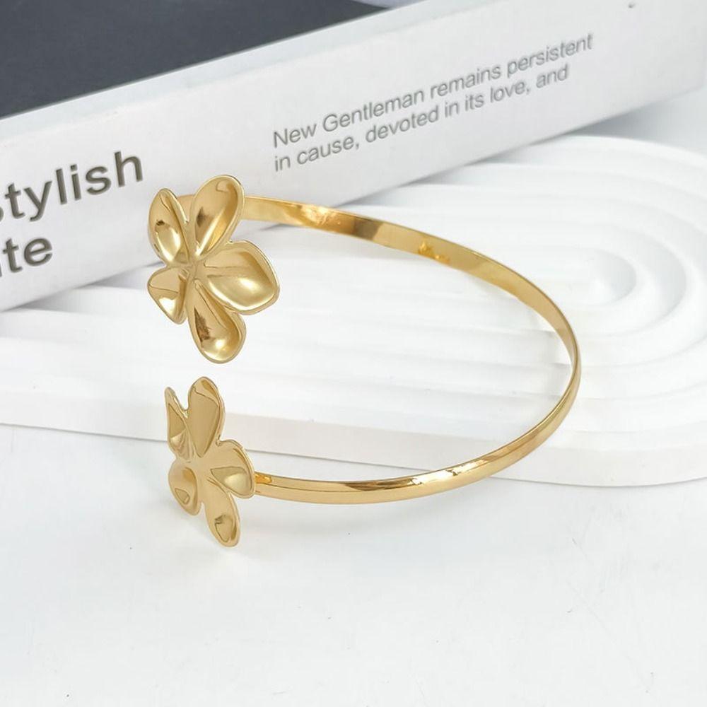 Metall-Blumen-Manschettenarmband Emaille-Glasur Handwerk Spiral-Armband Floral Offene Manschette Armreif Damen