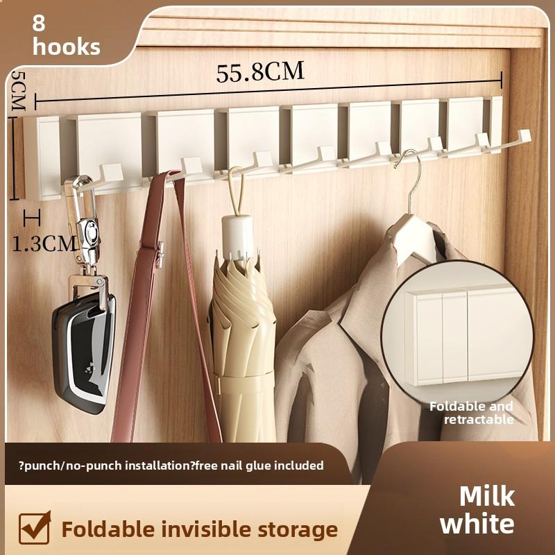 

Скрытый складной крючок и перфорированная настенная вешалка для одежды Cream white 8 hooks