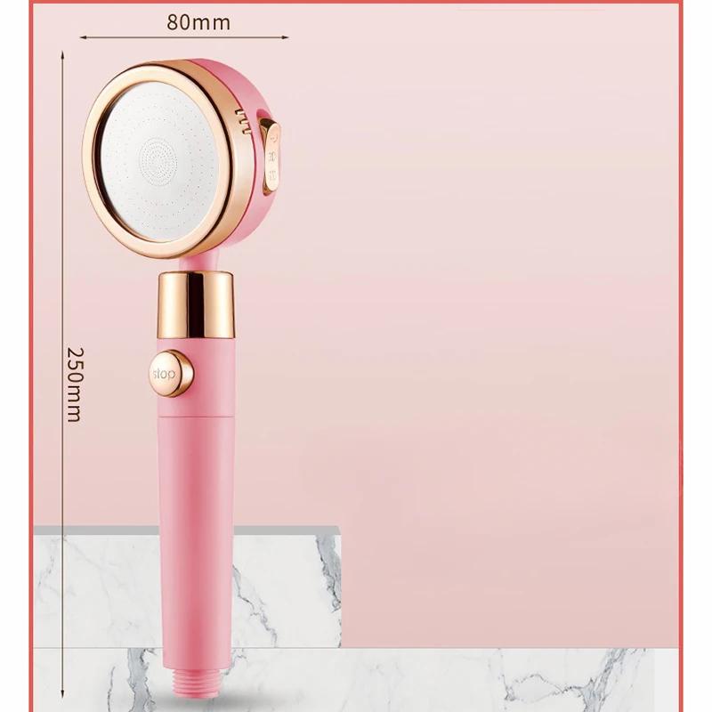 Three-speed Adjustment 360 Degree Rotation with One Key To Stop Filter Shower Head Water Saving Rainfall Round Spray Nozzle