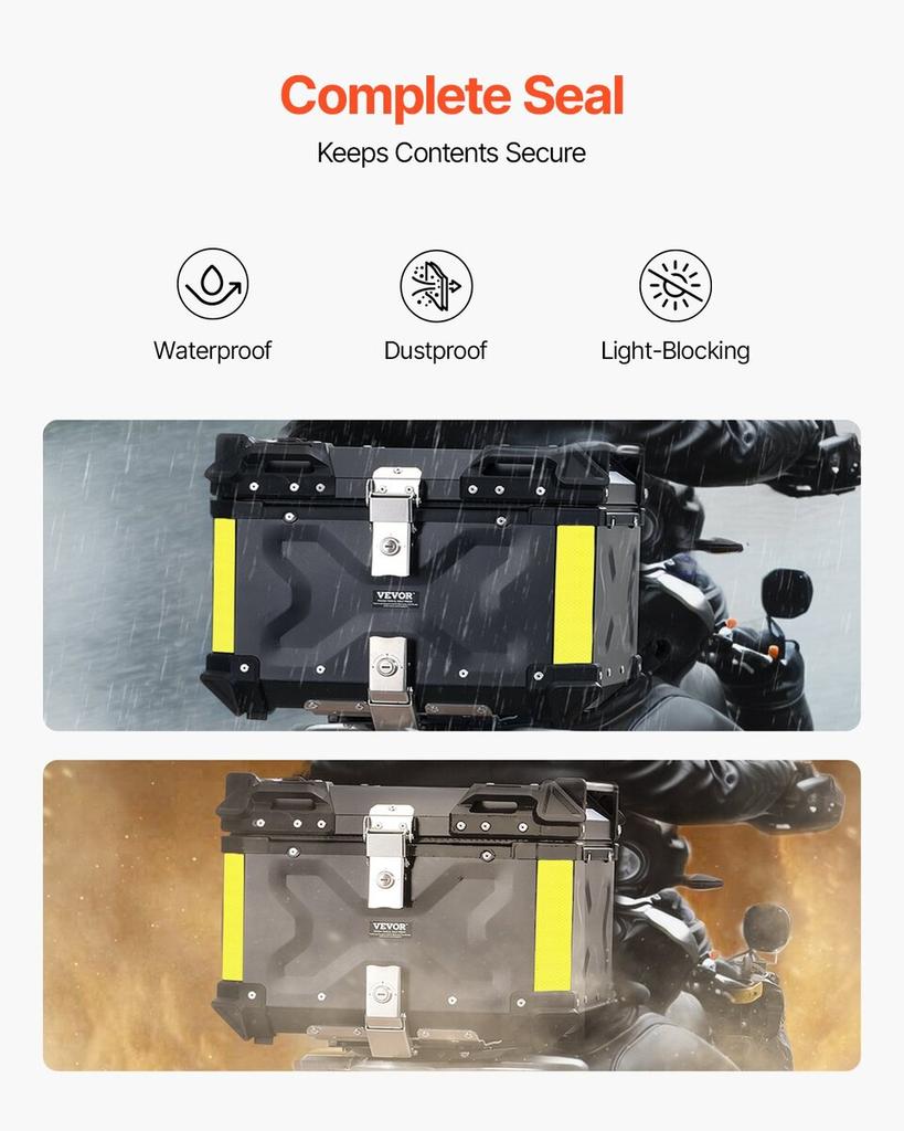 65L Motorrad Topcase Universelle Motorrad Heckbox mit Lederfutter
