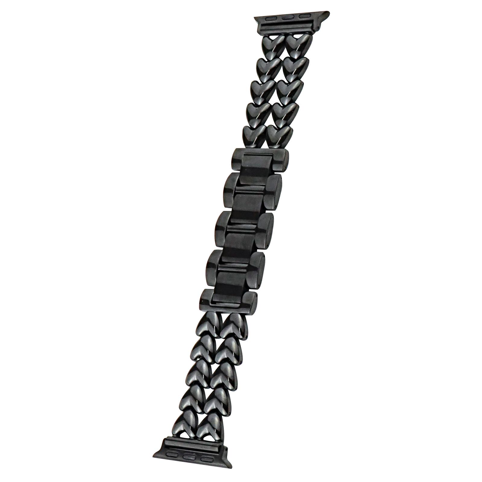 

Watch Band for Apple Watch Series 10 42mm/9 8 7 41mm/SE (2023) SE (2022) SE 6 5 4 40mm/3 2 1 38mm Double-Row Heart Watch Band Bracelet Black