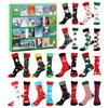 24 Stück Weihnachtsstrumpf Adventskalender-Set 24 Tage Weihnachten Countdown-Kalender Verschiedene Weihnachtsmuster Feiertagsstrümpfe